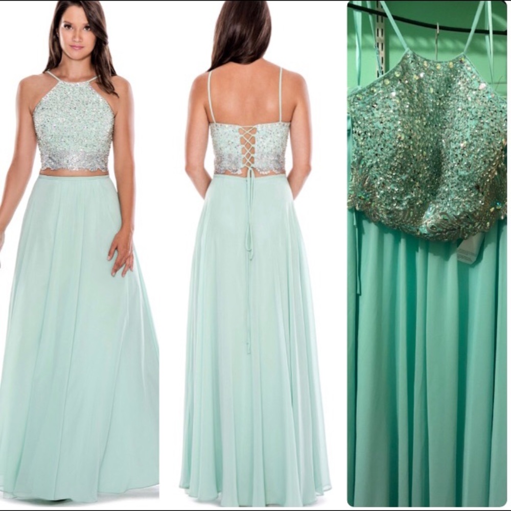 Two Piece Teal Sequin Dress